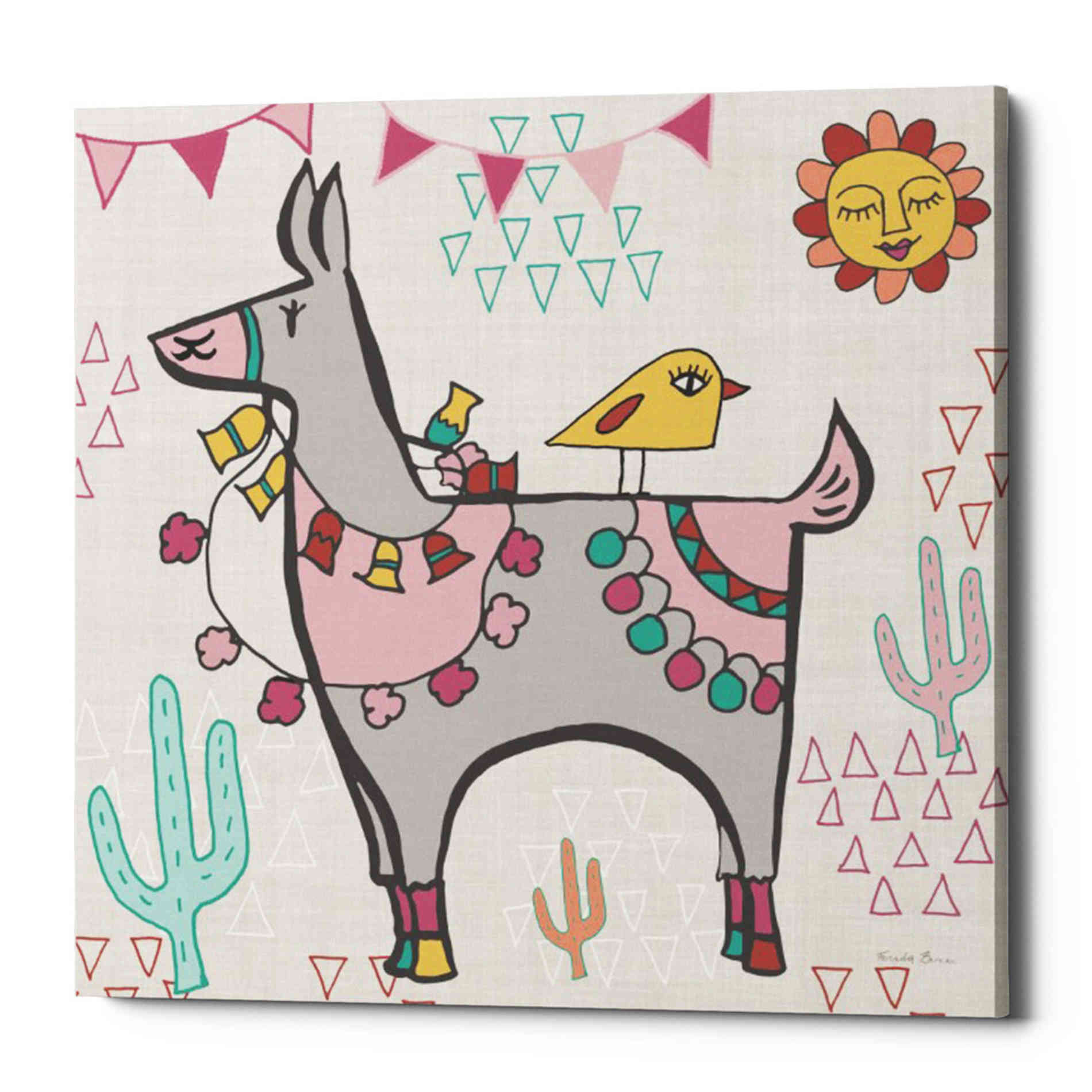 'Playful Llamas II' by Farida Zaman, Canvas Wall Art