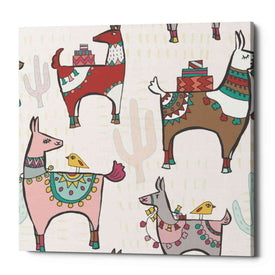 'Playful Llamas Pattern II' by Farida Zaman, Canvas Wall Art