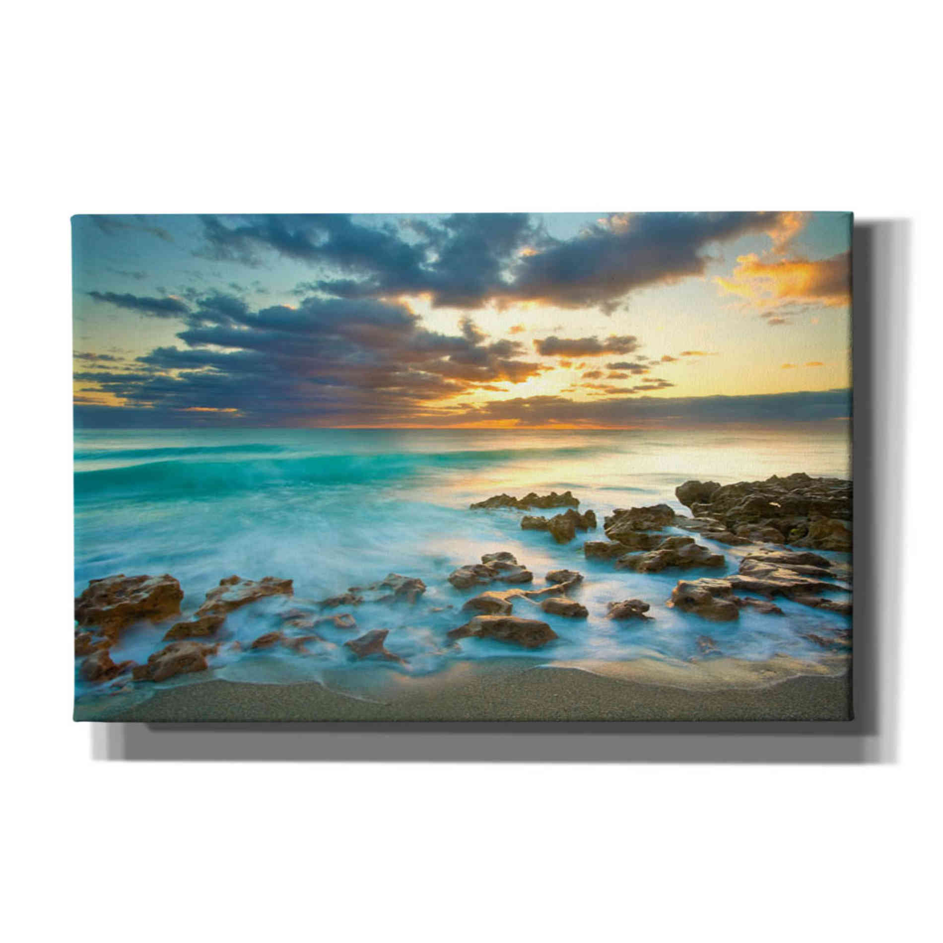 'Ocean Sunrise' by Patrick Zephyr, Canvas Wall Art,Size A Landscape
