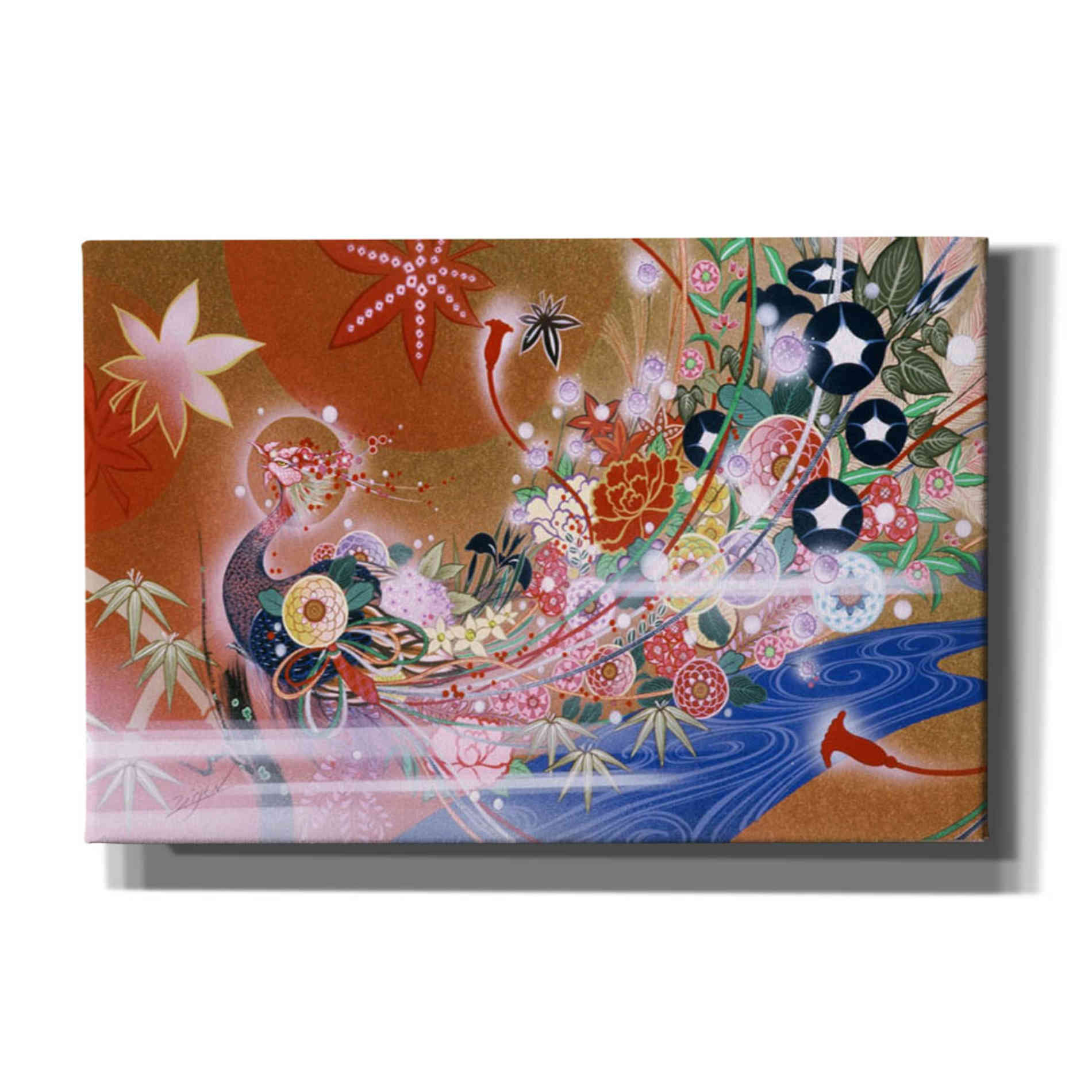 'Flowers Peacock' by Zigen Tanabe, Giclee Canvas Wall Art